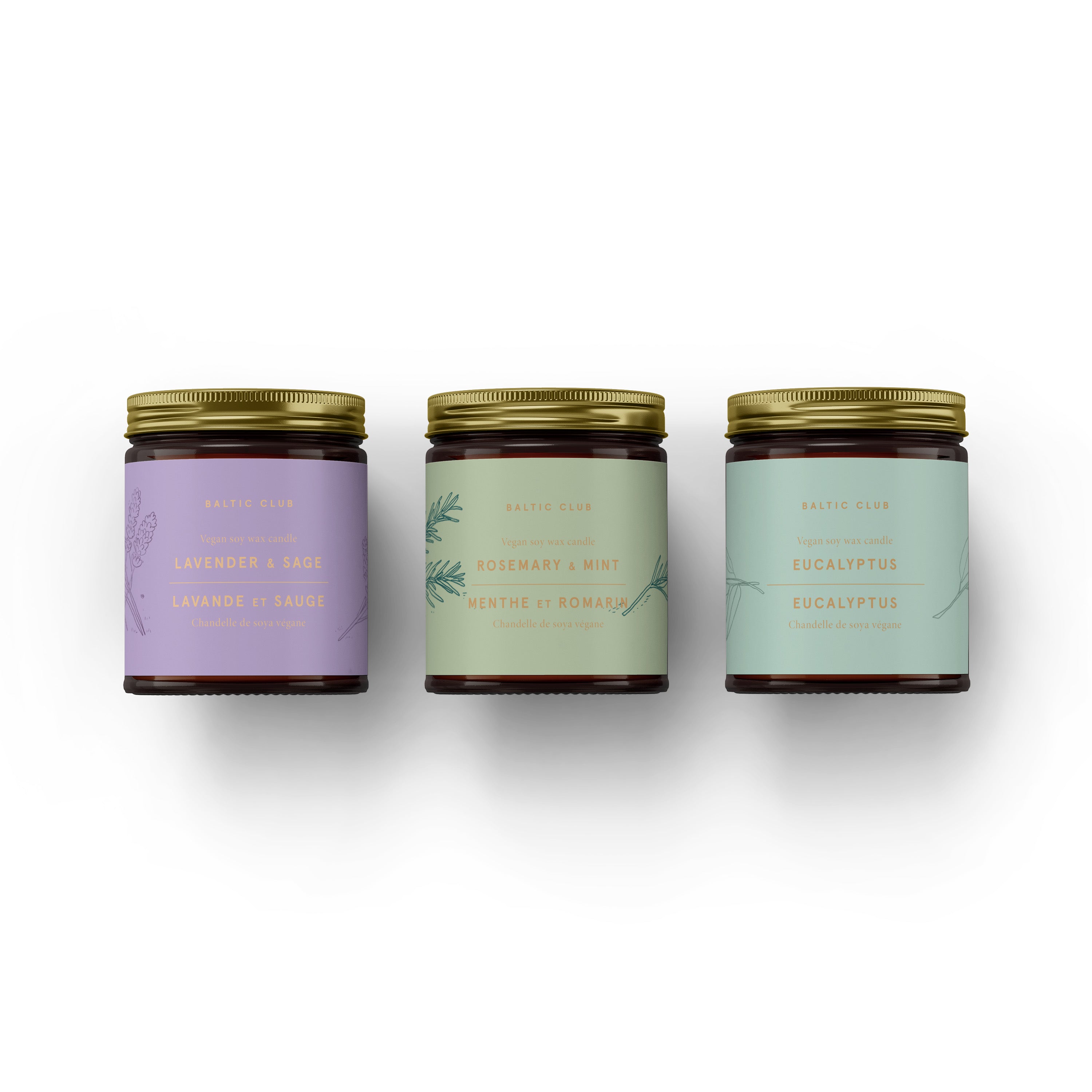 3 Candles Gift Box Set Bundle - Herbal